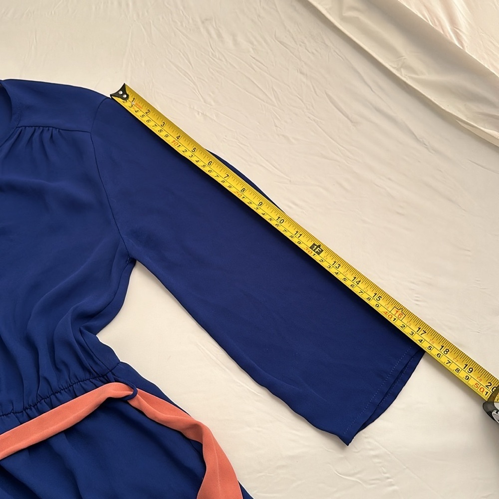 Francesca’s electric blue v-neck button front three quarter sleeve dress - Picture 9 of 12